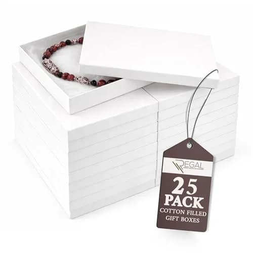 RJ Displays White Swirl Jewelry Gift Boxes 5.25" x 3.75" x 1" (25-Pack) | Protects Jewelry During Shipping thumbnail 1