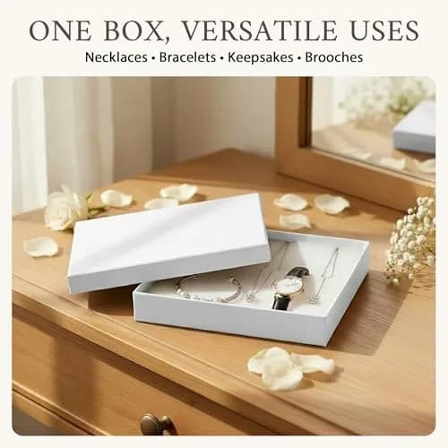 RJ Displays White Swirl Jewelry Gift Boxes 5.25" x 3.75" x 1" (25-Pack) | Protects Jewelry During Shipping thumbnail 2