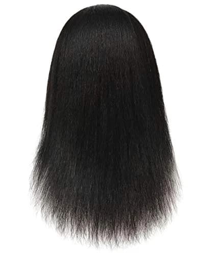 RYHAIR Mannequin Head with Human Hair for Hairdresser Training Braiding Styling Manikin Cosmetology Makeup Manican Doll Display Practice with Stand | 22 Inch Long Black Straight Hair thumbnail 6