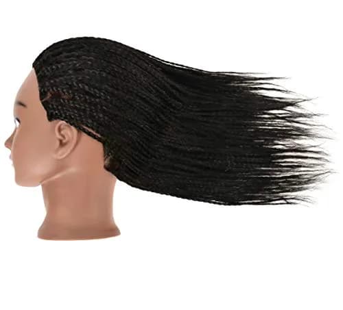 RYHAIR Mannequin Head with Human Hair for Hairdresser Training Braiding Styling Manikin Cosmetology Makeup Manican Doll Display Practice with Stand | 22 Inch Long Black Straight Hair thumbnail 3