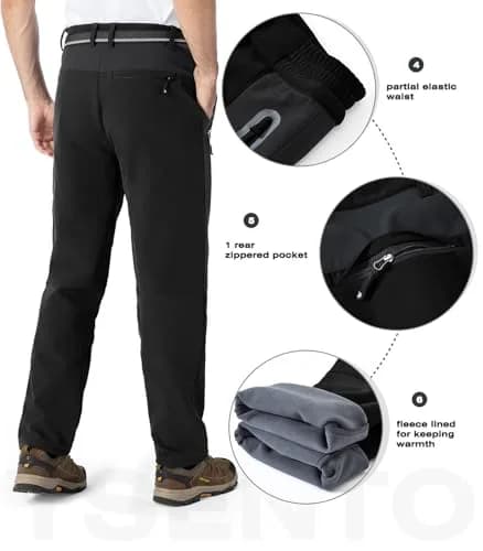 YSENTO Men's Snow Pants Fleece Lined Hiking Ski Winter Insulated Utility Work 40 | Water-Resistant & Warm thumbnail 5
