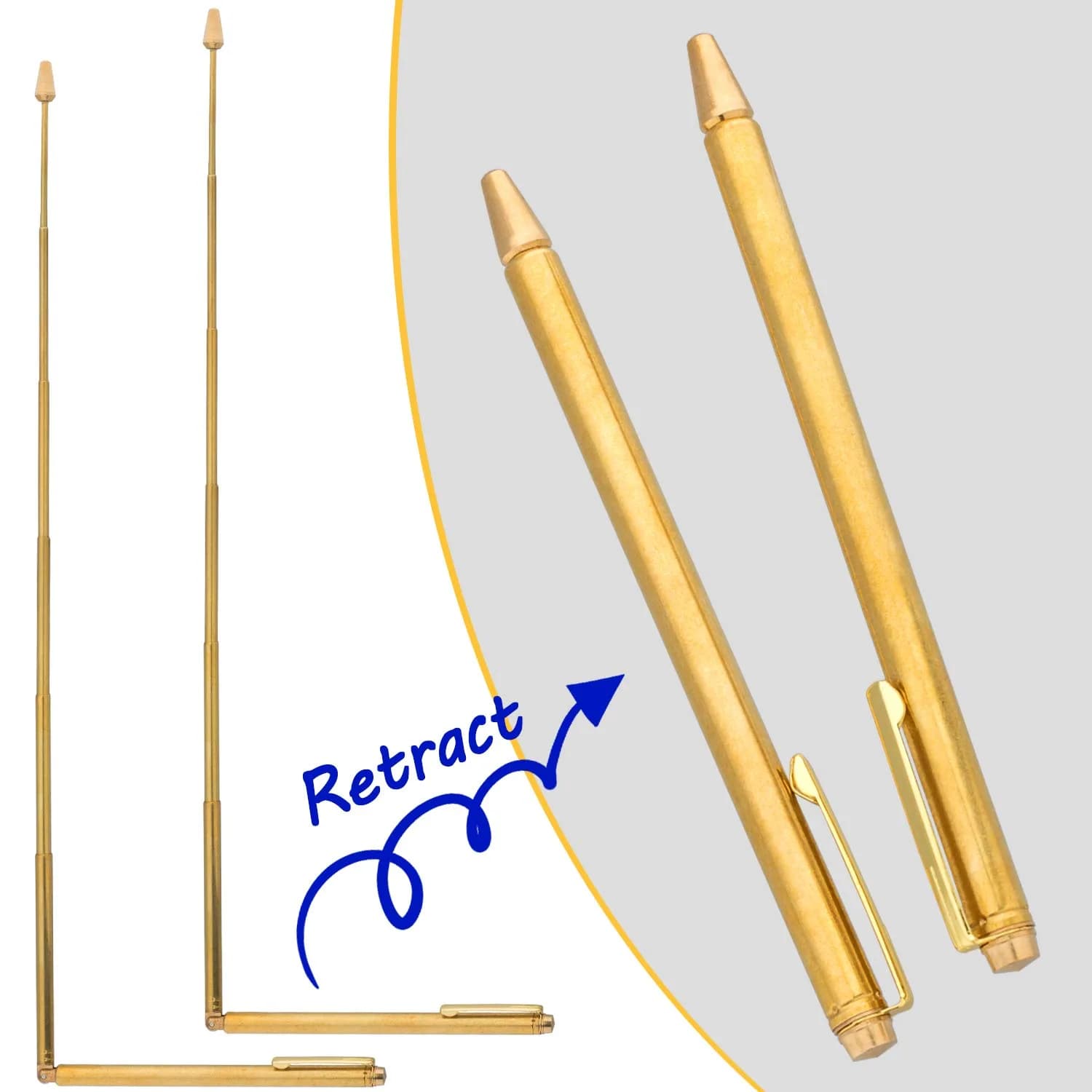 OIIKI Silver Retractable Dowsing Rods (2-Pack) | Brass, 16.4" Extended Length - view 3