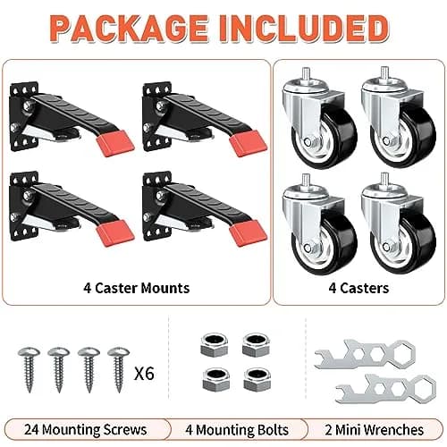 SPACEKEEPER Workbench Casters Kit 880 Lbs - 3 Inch Heavy Duty Retractable Caster for Workbenches & Machinery, 4 Pack | Durable Steel & Urethane Wheels thumbnail 7