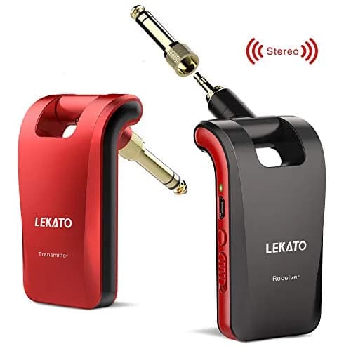 LEKATO Wireless Guitar System 2.4GHz | 6 Channels Rechargeable, Stereo & Mono Support (Black & Red) | 100+ ft Range thumbnail 9