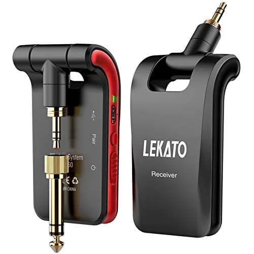 LEKATO WS-60 Wireless Guitar System 2.4GHz Rechargeable Transmitter Receiver | 6 Channels Stereo Mono 1/4” & 1/8” Plugs thumbnail 1