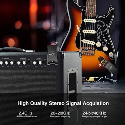 LEKATO WS-60 Wireless Guitar System 2.4GHz Rechargeable Transmitter Receiver | 6 Channels Stereo Mono 1/4” & 1/8” Plugs thumbnail 4