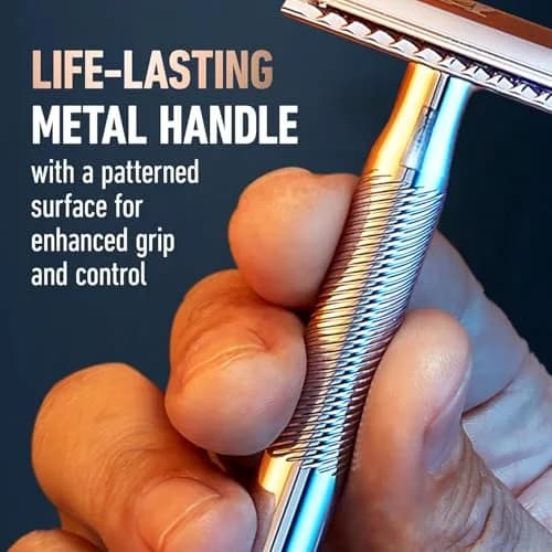 King C. Gillette Safety Razor with Chrome Plated Handle & 5 Platinum Blades | Classic Precision Shave thumbnail 4
