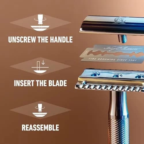 King C. Gillette Safety Razor with Chrome Plated Handle & 5 Platinum Blades | Classic Precision Shave thumbnail 5