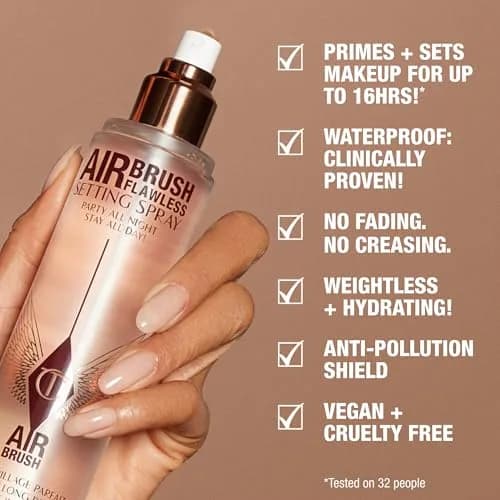 Charlotte Tilbury Airbrush Flawless Setting Spray - Hydrating & Waterproof | 3.38 Fl Oz | All-Day Makeup Lock & Hydration thumbnail 4
