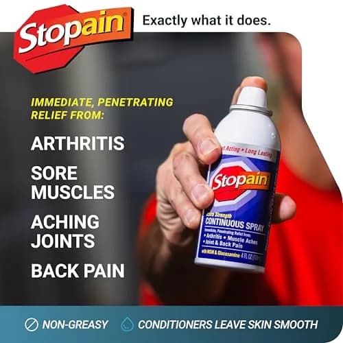 Stopain Pain Relief Spray 4oz (2 Pack) USA Made, Max Strength, Fast Acting with MSM, Glucosamine, Menthol for Arthritis, Lower Back, Neck thumbnail 2