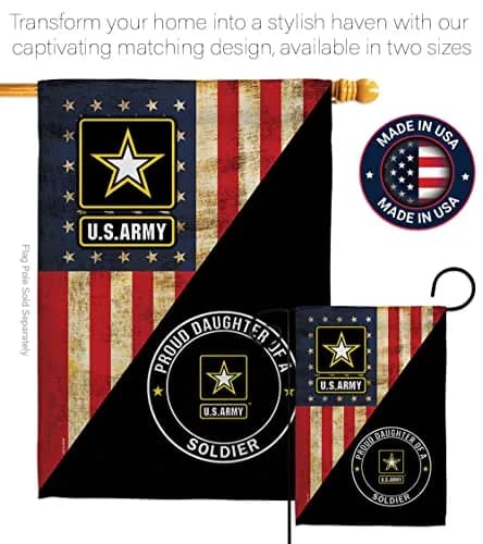 POYOMUK US Military U.S. Army Proud Daughter of A Soldier Flag 12" x 18.5" | Double-Sided Garden Banner thumbnail 4