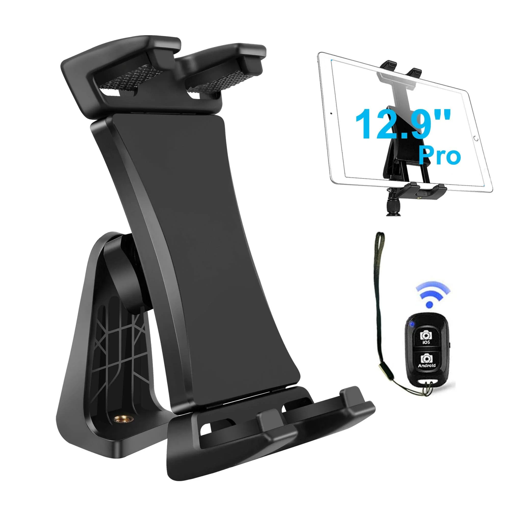 Peastrex Universal Tablet Tripod Mount Adapter with Bluetooth Remote | Fits 3.5-13.5in Devices — Tablet Mount with Remote
