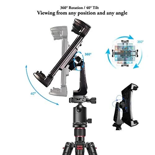 Peastrex Universal Tablet Tripod Mount Adapter with Bluetooth Remote | Fits 3.5-13.5in Devices thumbnail 3
