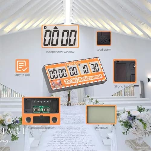 Jayron 9999 Day Digital Countdown Timer Yellow | 27 Years Max Count | Pause & Resume Function thumbnail 3