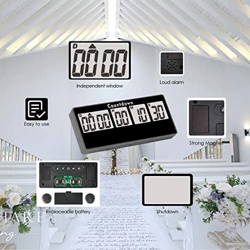 Jayron Digital Countdown Timer 9999 Days, 120 Hours, 59 Minutes, 59 Seconds | Black LCD Display with Magnet thumbnail 3