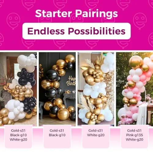 Bezente Gold Metallic Chrome Latex Helium Round Balloons 100 Pack 12 inch | Party Decorations for Indian Events thumbnail 5