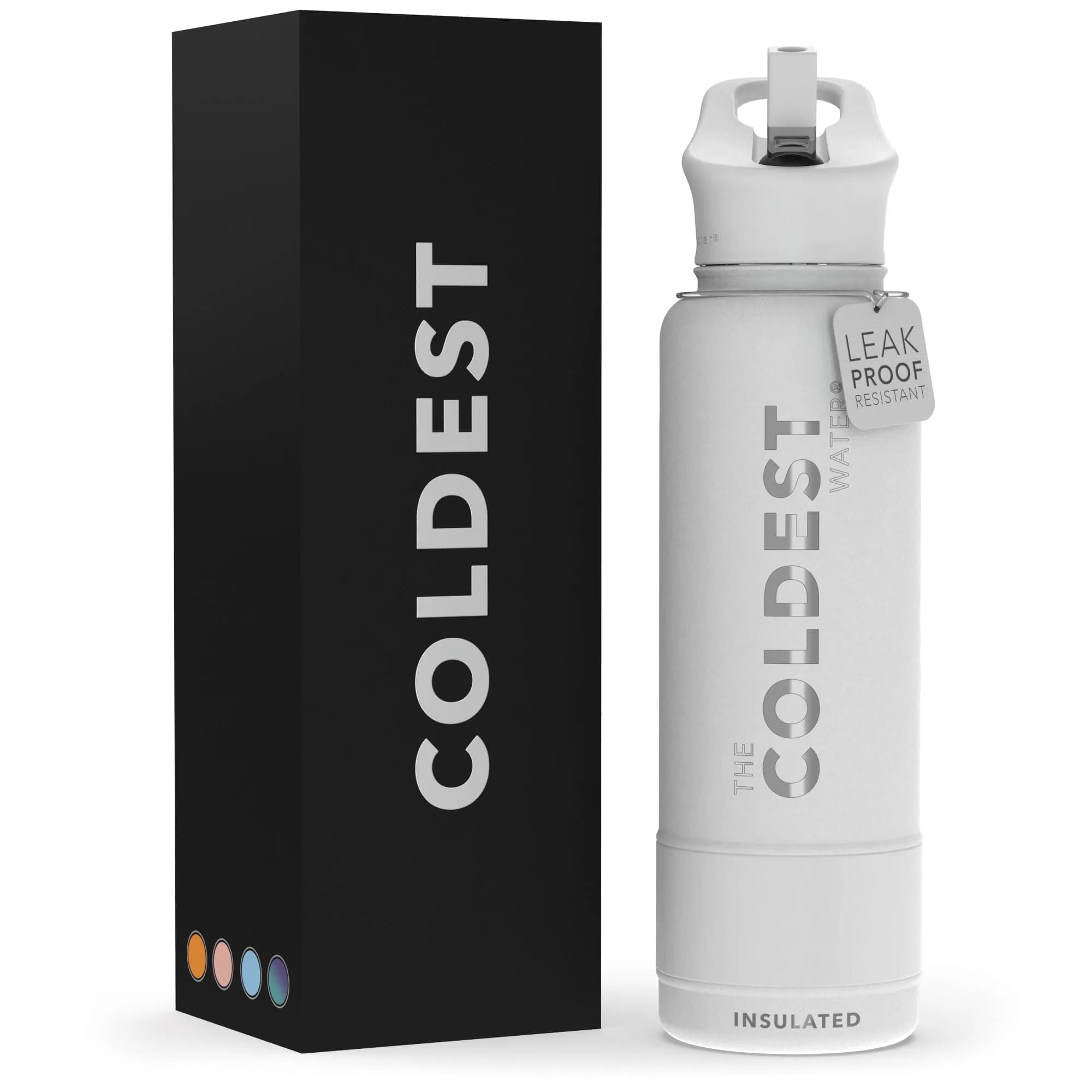 The Coldest Water Insulated Water Bottle with Straw Lid - 40 oz (1180ml) Epic White | Keeps Drinks Cold 36 Hrs, Hot 13 Hrs - main product image