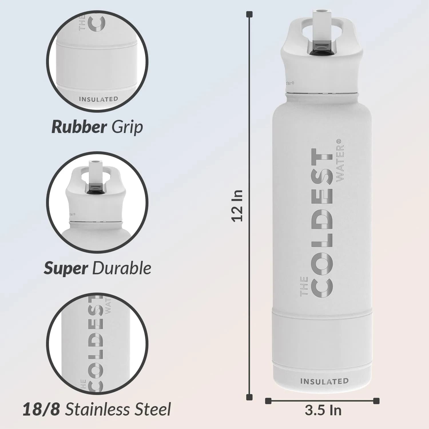 The Coldest Water Insulated Water Bottle with Straw Lid - 40 oz (1180ml) Epic White | Keeps Drinks Cold 36 Hrs, Hot 13 Hrs - view 4