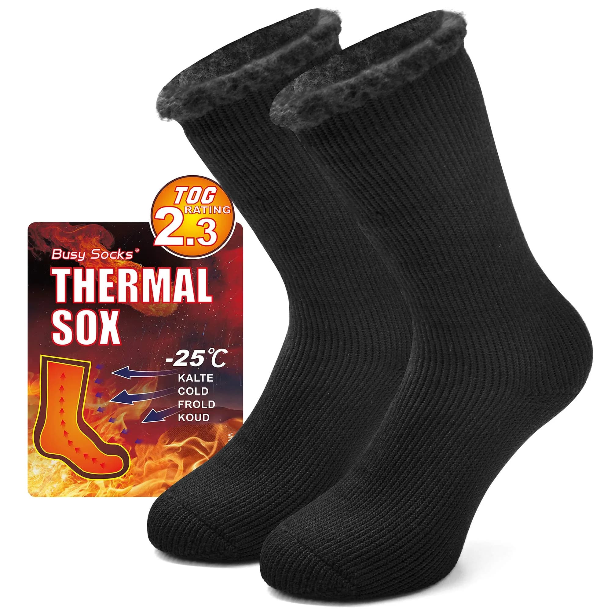 Busy Socks Winter Warm Thick Thermal Crew Boot Socks Large | Insulated & Moisture-Wicking for Extreme Cold