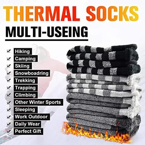 Busy Socks Winter Warm Thick Thermal Crew Boot Socks Large | Insulated & Moisture-Wicking for Extreme Cold thumbnail 8