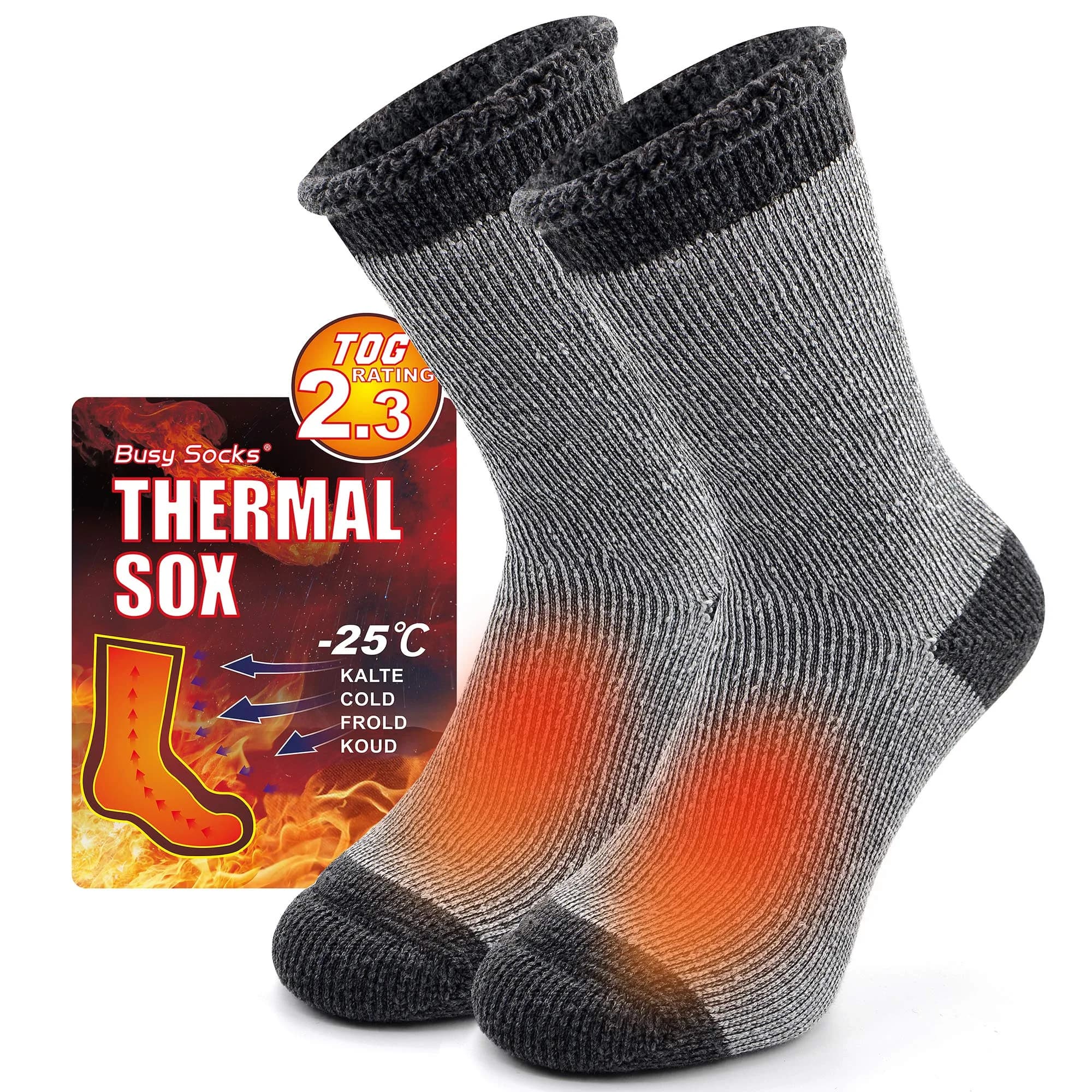 Busy Socks Winter Warm Thick Thermal Crew Socks | Insulated & Moisture-Wicking for Men & Women