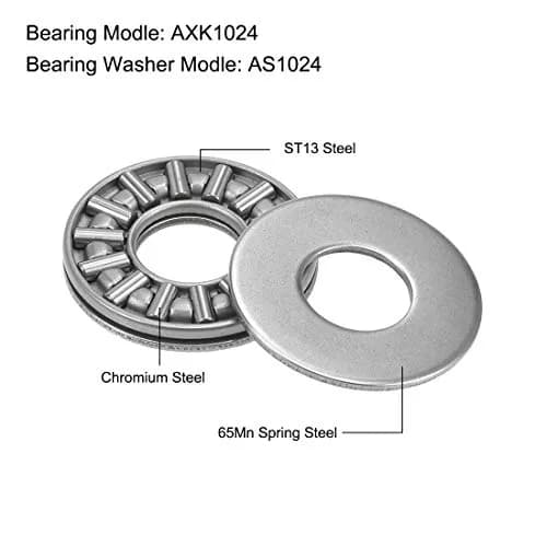 uxcell AXK1024 Thrust Needle Roller Bearings with Washers 10mm Bore 24mm OD 2mm Width 10pcs | High Load Capacity for Compact Spaces thumbnail 2
