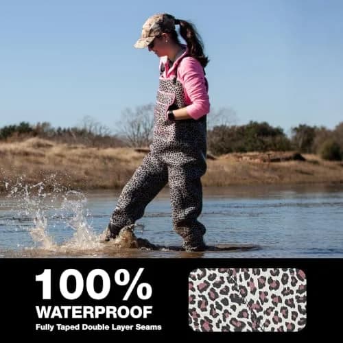 HISEA Neoprene Chest Waders Leopard Print Duck Hunting Waders for Women with Boots Waterproof Insulated 10 | Waterproof Fishing Waders thumbnail 2