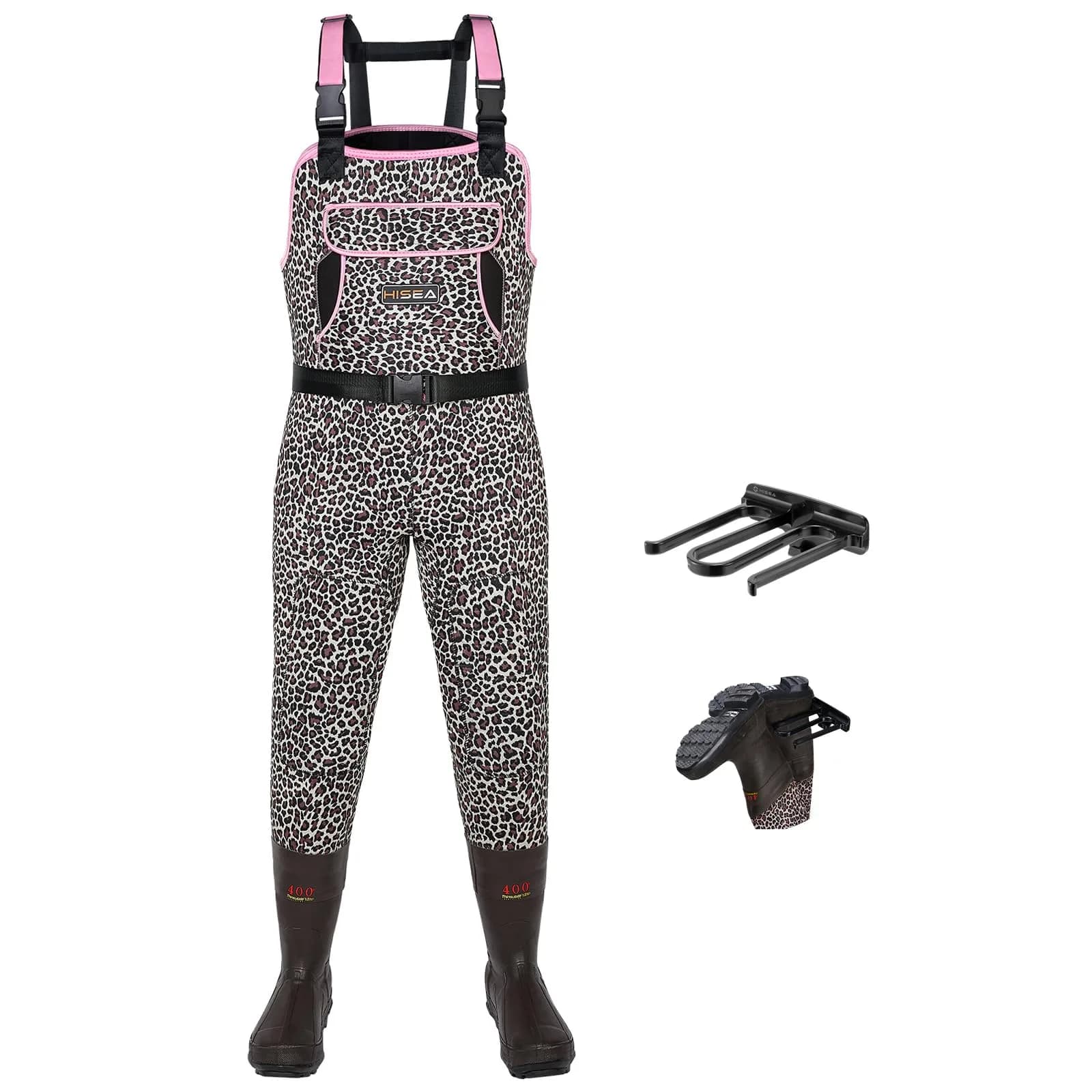 HISEA Neoprene Chest Waders Leopard Print Duck Hunting Waders for Women with Boots Waterproof Insulated