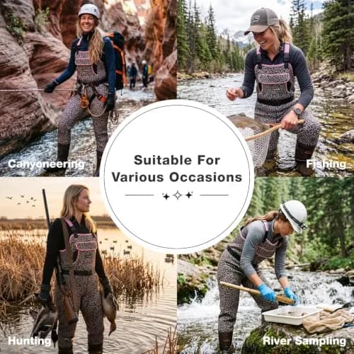 HISEA Neoprene Chest Waders Leopard Print Duck Hunting Waders for Women with Boots Waterproof Insulated thumbnail 5