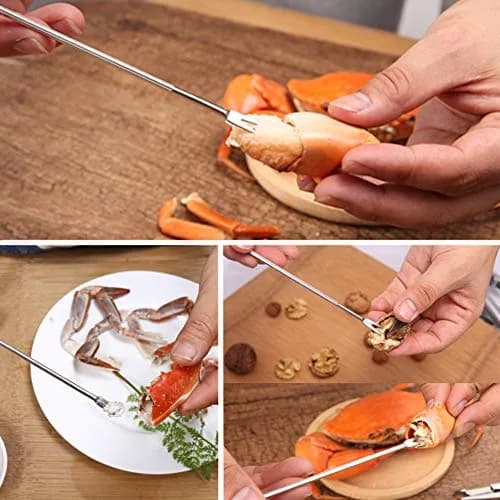 Ajmyonsp Seafood Crackers and Picks Set 8-Piece Stainless Steel & Zinc Alloy | Heavy Duty Nut Cracker & Lobster Tool Set thumbnail 6