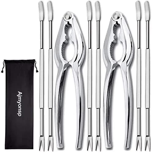 Ajmyonsp Seafood Crackers and Picks Set 8-Piece Stainless Steel & Zinc Alloy | Heavy Duty Nut Cracker & Lobster Tool Set thumbnail 8