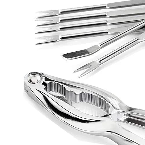 Ajmyonsp Seafood Crackers and Picks Set 8-Piece Stainless Steel & Zinc Alloy | Heavy Duty Nut Cracker & Lobster Tool Set thumbnail 2
