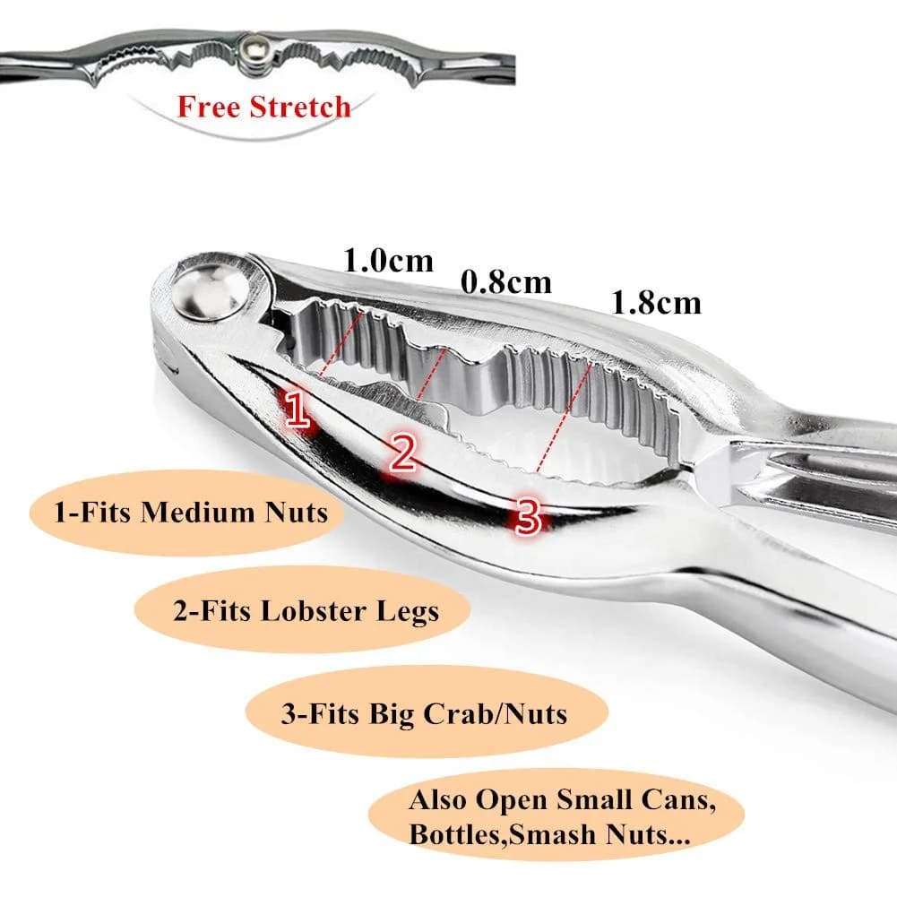 Ajmyonsp Seafood Crackers and Picks Set 8-Piece Stainless Steel & Zinc Alloy | Heavy Duty Nut Cracker & Lobster Tool Set - view 3