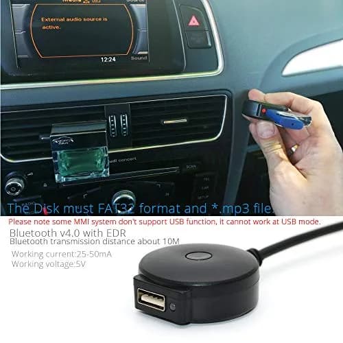 YuYue Electronic Bluetooth AUX Receiver Cable Adapter for VW Audi AMI MDI Interface 3G (Black, 30cm Cable) thumbnail 3