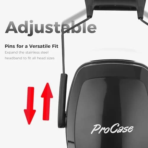 ProCase SNR33dB Noise Reduction Ear Muffs, Adult Hearing Protection, 33dB NRR | Certified for Shooting & Industrial Use thumbnail 2