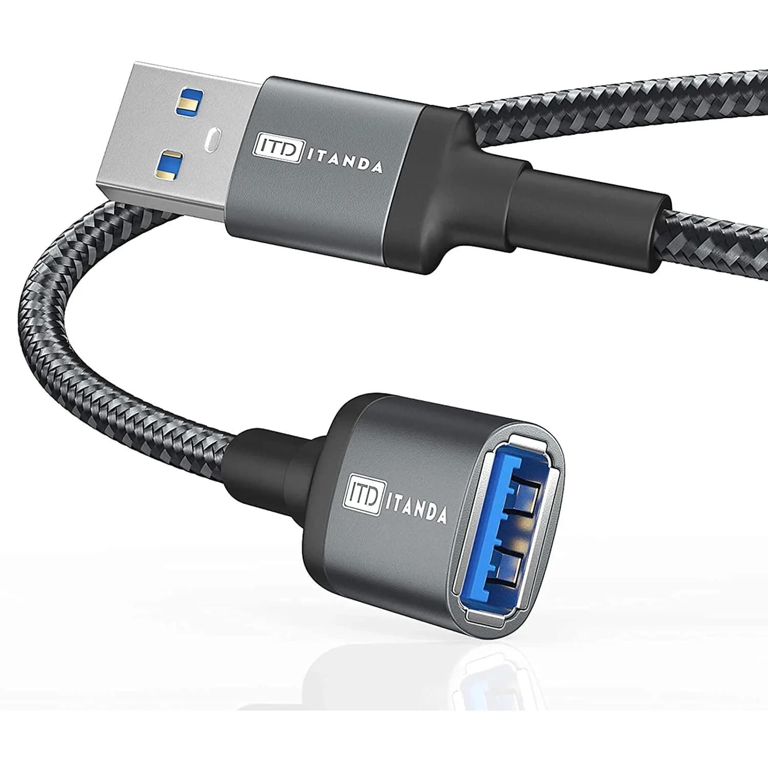 ITD ITANDA USB 3.0 Extension Cable 6ft (1.83m) | 5Gbps Data Transfer for Keyboard, Mouse, PlayStation, Xbox, Flash Drive, Printer, Camera and More — Grey / 3 FT