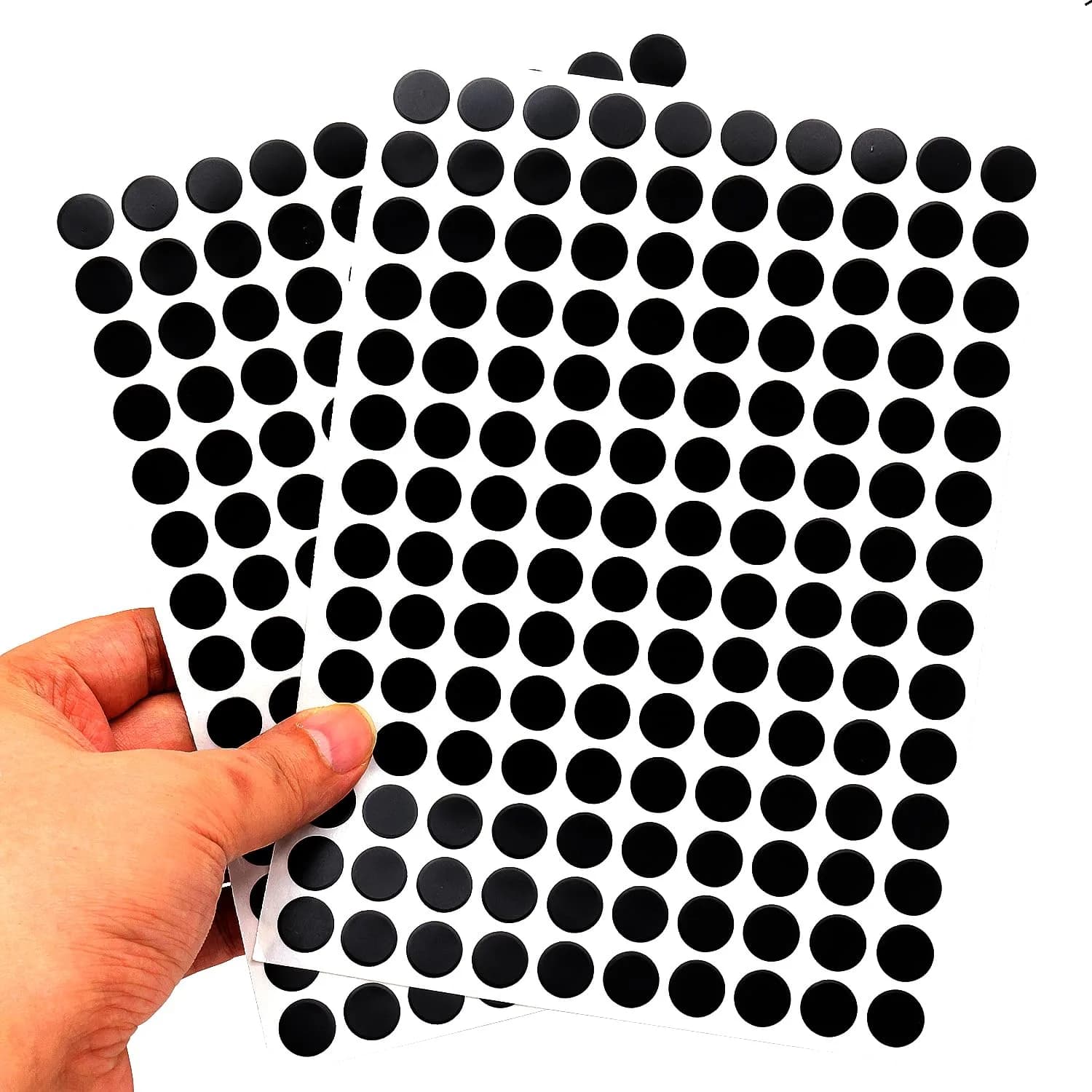 ZXUEZHENG Self-Adhesive Screw Hole Stickers, 12mm Black, 280 Pieces | Cover Furniture Screw Holes - view 5