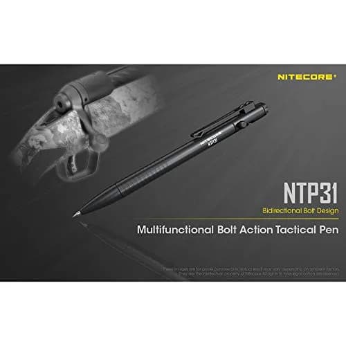 Nitecore NTP31 Bolt Action Tactical Pen with Tungsten Steel Glass Breaker & Schneider Gel Ink Refill, 13.2cm (5.2") | Smooth Writing & Emergency Tool thumbnail 4