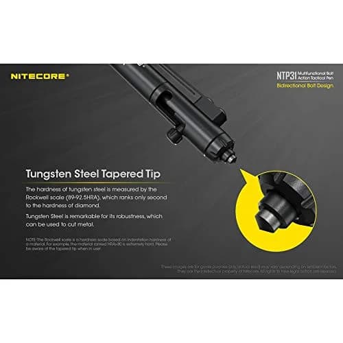 Nitecore NTP31 Bolt Action Tactical Pen with Tungsten Steel Glass Breaker & Schneider Gel Ink Refill, 13.2cm (5.2") | Smooth Writing & Emergency Tool thumbnail 6
