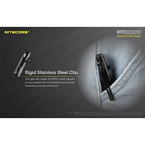 Nitecore NTP31 Bolt Action Tactical Pen with Tungsten Steel Glass Breaker & Schneider Gel Ink Refill, 13.2cm (5.2") | Smooth Writing & Emergency Tool thumbnail 8
