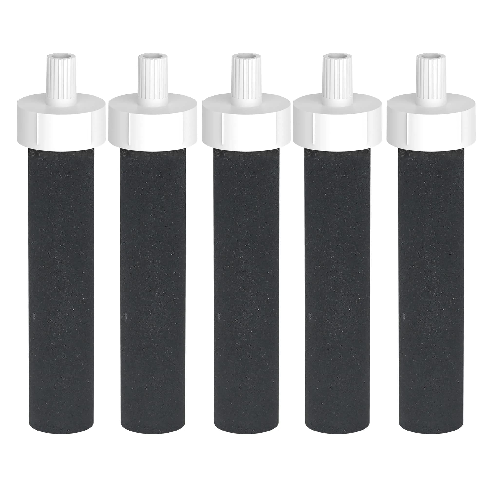 AQUA CREST Water Bottle Filter Replacement 5 Count | Advanced Coconut Carbon for Brita Bottles — Black