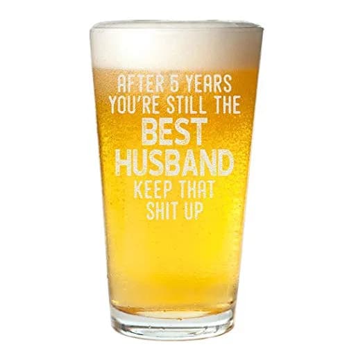 Veracco After 5 Years You're Still the Best Husband Beer Pint Glass 473ml (16oz) | Funny Meaningful Gift for Dad from Wife thumbnail 1