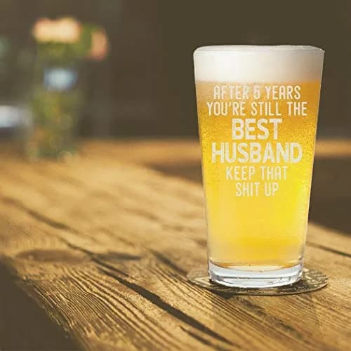 Veracco After 5 Years You're Still the Best Husband Beer Pint Glass 473ml (16oz) | Funny Meaningful Gift for Dad from Wife thumbnail 6