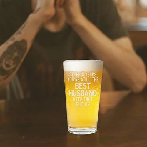 Veracco After 5 Years You're Still the Best Husband Beer Pint Glass 473ml (16oz) | Funny Meaningful Gift for Dad from Wife thumbnail 7