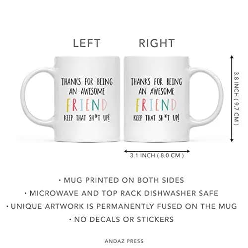 Andaz Press Funny Rude 11oz Ceramic Coffee Mug Gift | Thanks For Being An Awesome Friend Keep That Sht Up thumbnail 5