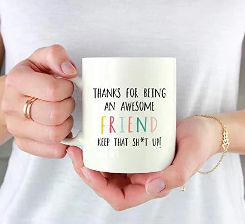 Andaz Press Funny Rude 11oz Ceramic Coffee Mug Gift | Thanks For Being An Awesome Friend Keep That Sht Up thumbnail 3
