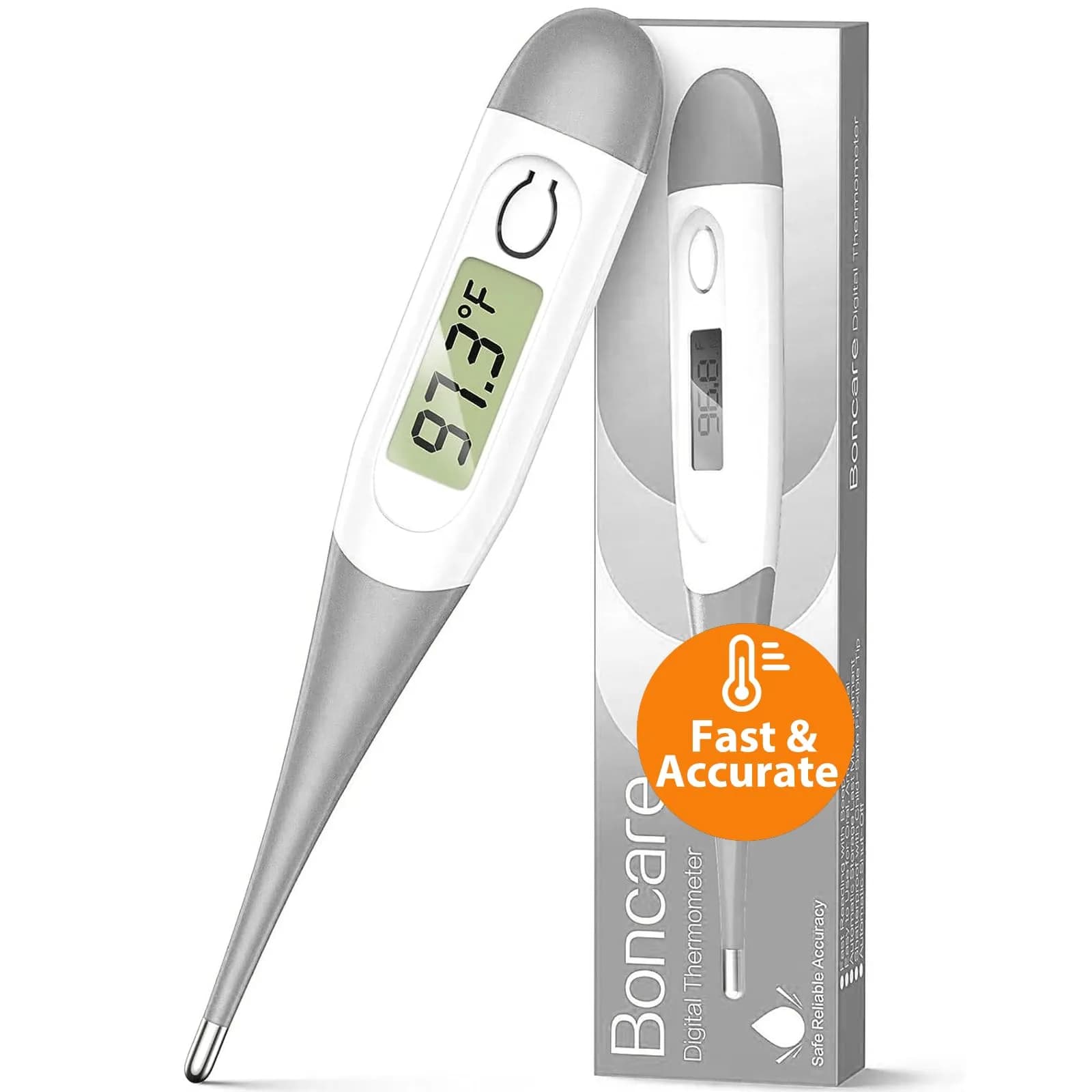 Boncare Digital Thermometer for Adults, Kids & Babies, Gray | Accurate & Fast 10-Second Reading