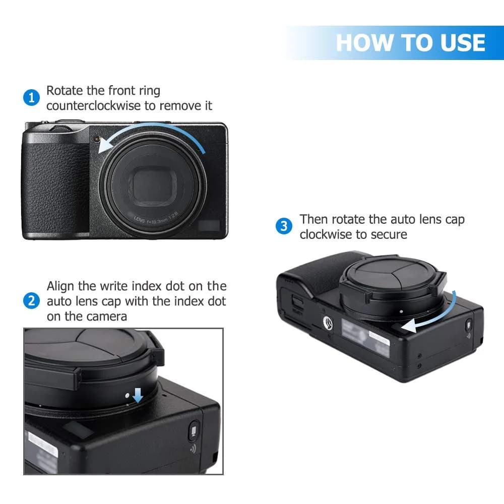 JJC Auto Lens Cap for Ricoh GR III GR III HDF, 56mm (2.2 inches) Diameter | Protects Lens from Dust, Moisture & Scratches - view 6