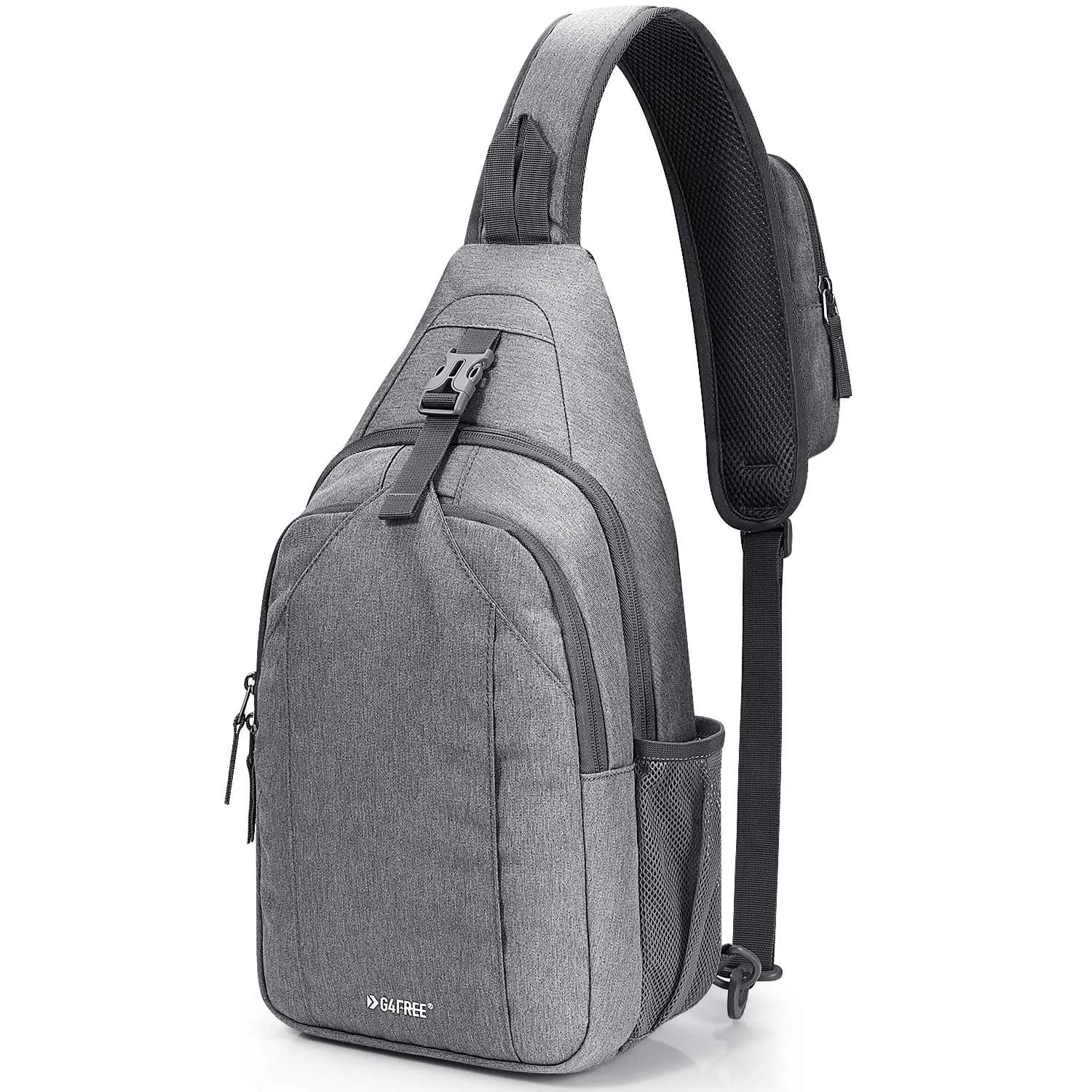 G4Free Sling Bag for Men Women | RFID Blocking Crossbody Travel & Daily Use (Large Grey) — Grey