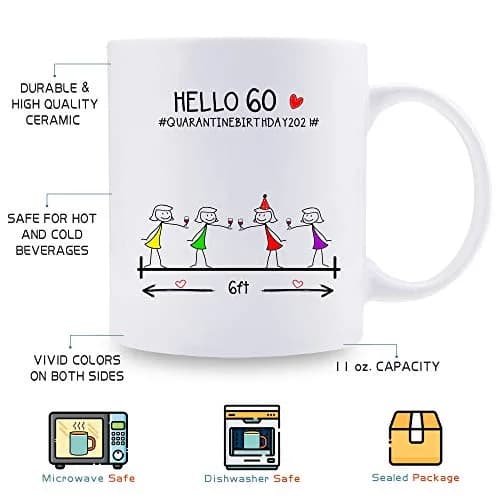 MintBear 60th Birthday Gifts for Women Mug - Hello 60 QUARANTINE BIRTHDAY 2021 Ceramic 11 oz | Unique Milestone Gift thumbnail 5